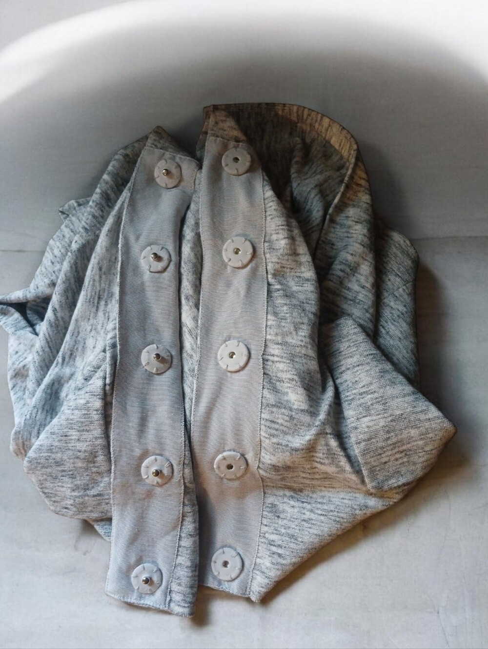 CAbi Snap Button Marble Gray Knit Cardigan Size M Slouchy Style - Picture 9 of 10